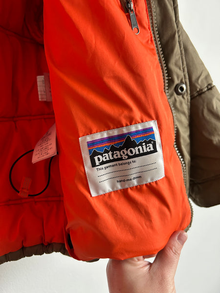 Patagonia Olive and Orange Water Resistant Puffer Jacket • 5-6 years