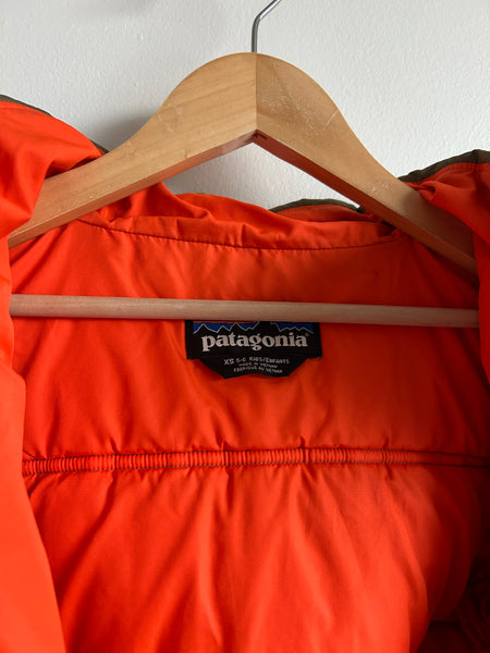 Patagonia Olive and Orange Water Resistant Puffer Jacket • 5-6 years