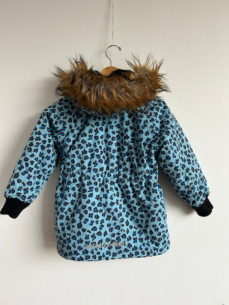 Mini Rodini Blue Leopard Parka Jacket • 4-6 years (104cm)