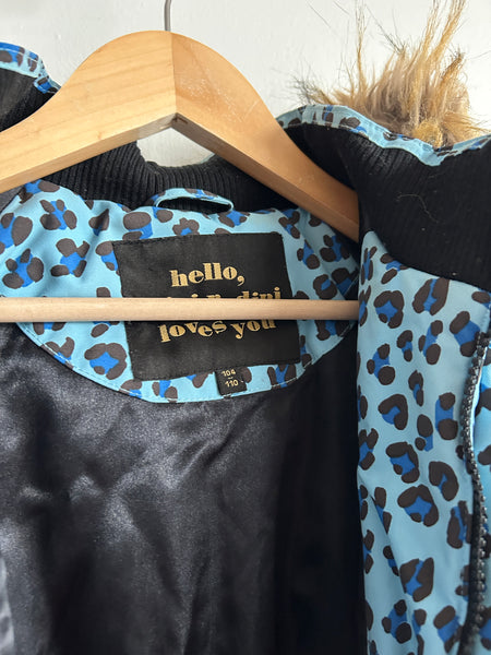 Mini Rodini Blue Leopard Parka Jacket • 4-6 years (104cm)