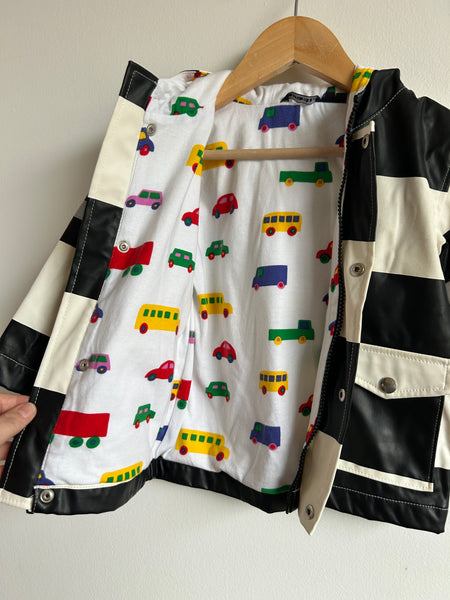 Marimekko White and Black Striped Rainjacket • 2 years
