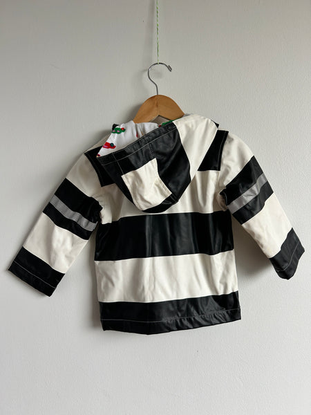 Marimekko White and Black Striped Rainjacket • 2 years