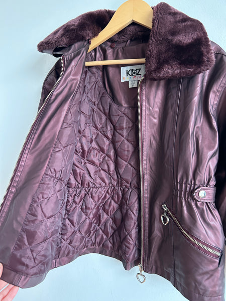 Vintage Kloz for Kids Oilslick Purple Jacket with Furry Hood • 6-7 years