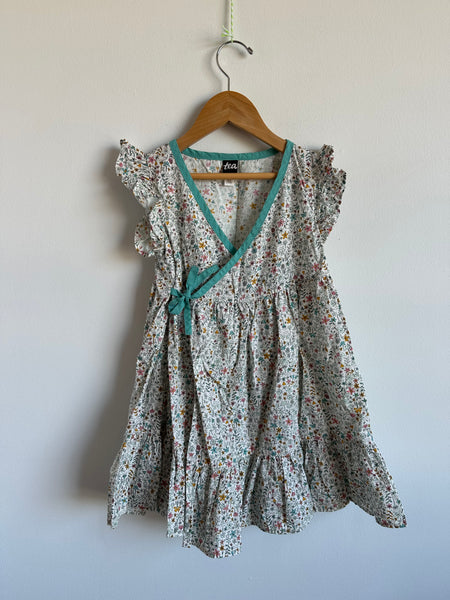 Tea Blue Floral Wrap Dress • 4 years