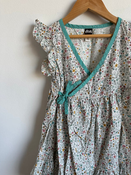 Tea Blue Floral Wrap Dress • 4 years
