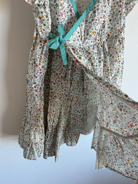 Tea Blue Floral Wrap Dress • 4 years