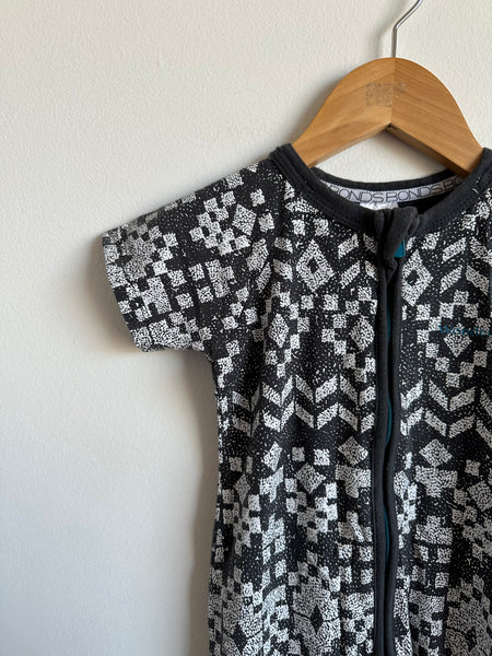 Bonds Black and White Short Sleeve Geometric Shape Wondersuit • 6-12 months