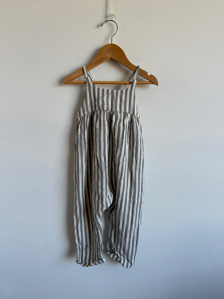 Rylee and Cru Grey Stripe Tank Romper • 18-24 months