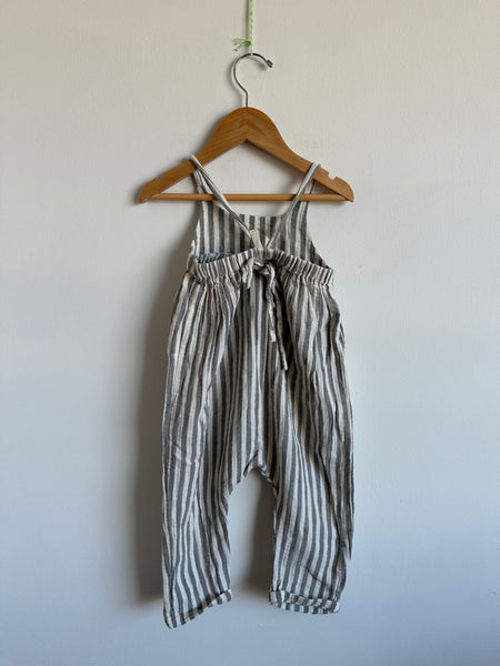 Rylee and Cru Grey Stripe Tank Romper • 18-24 months