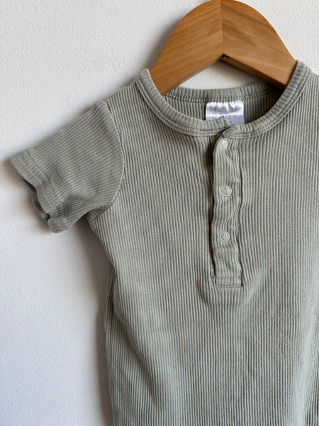 Mebie Baby Teal Ribbed Onesie • 12-18 months