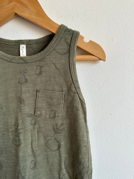 Rylee and Cru Green Plant Tank Romper • 6-12 months