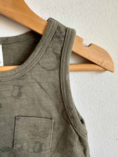 Rylee and Cru Green Plant Tank Romper • 6-12 months