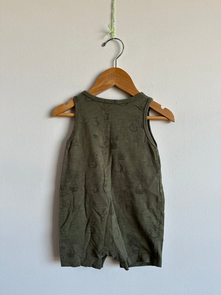 Rylee and Cru Green Plant Tank Romper • 6-12 months