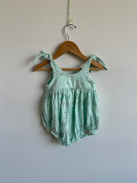 Mi Jo Teal Star Bubble Romper • 12 months