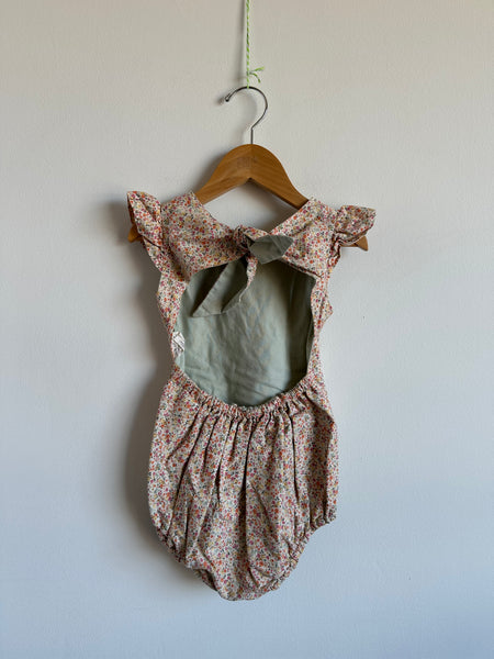 Nest and Nurture Floral Tie Romper • 3 years