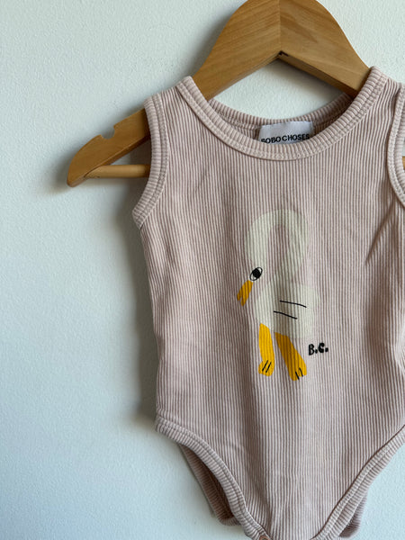 Bobo Choses Ribbed Swan Onesie • 3 months