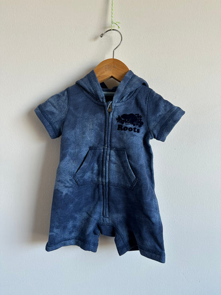 Roots Tie Dye Hodded Zip Romper • 0-3 months