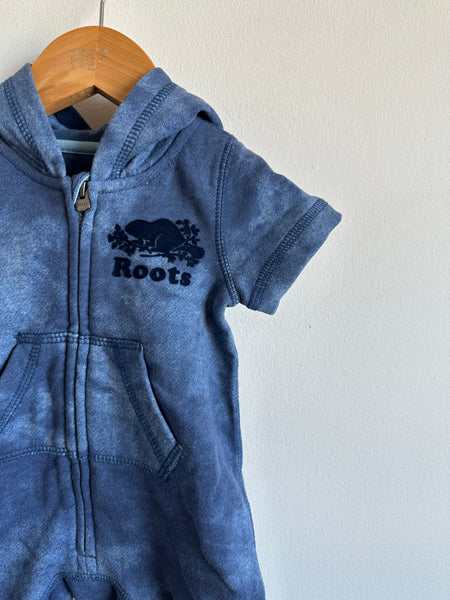 Roots Tie Dye Hodded Zip Romper • 0-3 months