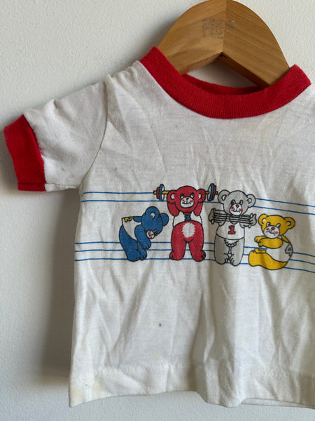 Vintage Work Out Bears T-shirt • 0-3 months