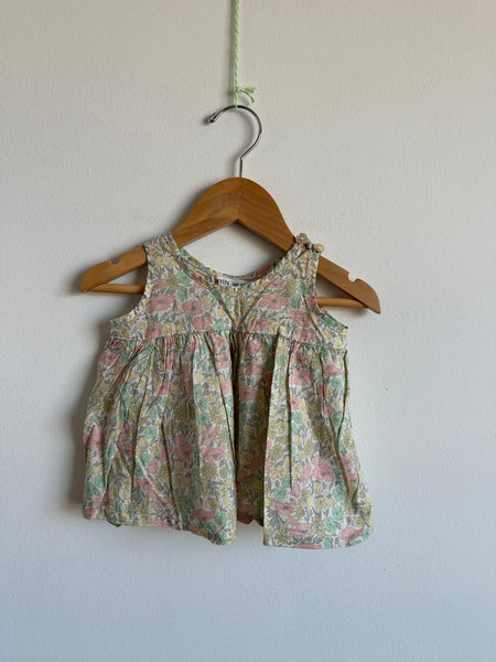 Petits Vilains Pastel Floral Peplum Dress • 6-12 months