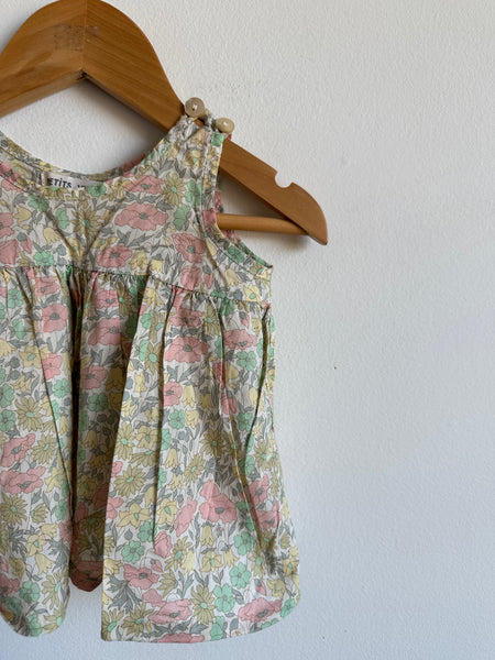 Petits Vilains Pastel Floral Peplum Dress • 6-12 months