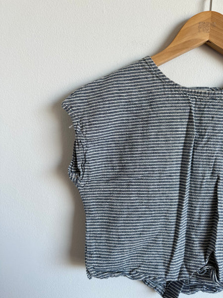 Petits Vilains Navy Stripe Linen T-Shirt Tunic • 6-7 years