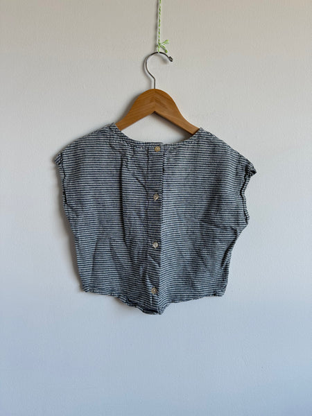 Petits Vilains Navy Stripe Linen T-Shirt Tunic • 6-7 years