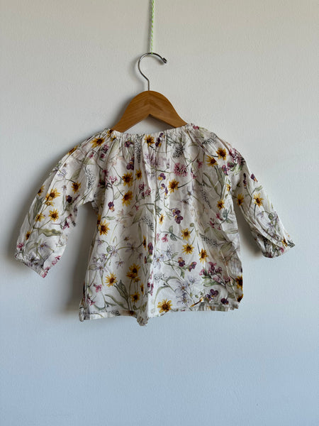Petits Vilains White Large Floral Tunic • 18-24 months