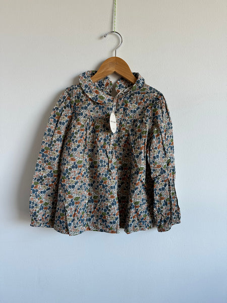 NEW Petits Vilains Autumn Floral Peter Pan Collar Shirt • 6-7 years
