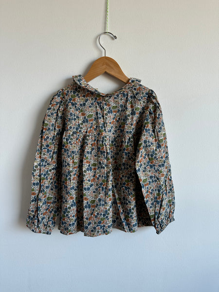 NEW Petits Vilains Autumn Floral Peter Pan Collar Shirt • 6-7 years