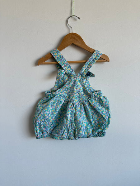 Vintage Eaton Baby Blue Floral Bubble Romper Overalls • 12 months