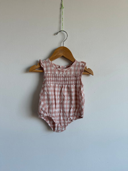 Pehr Pink Gingham Romper • 0-3 months
