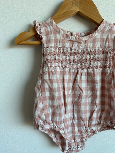 Pehr Pink Gingham Romper • 0-3 months