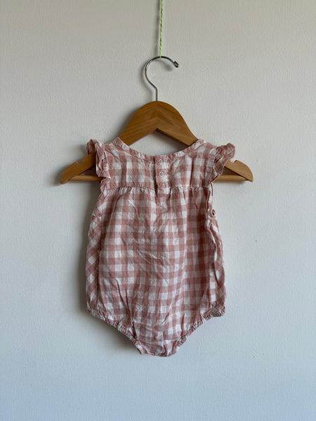 Pehr Pink Gingham Romper • 0-3 months