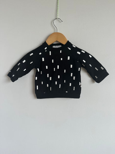 Miles Baby Black with White Rectangles Crewneck • 6 months
