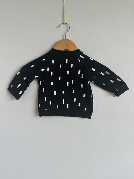 Miles Baby Black with White Rectangles Crewneck • 6 months