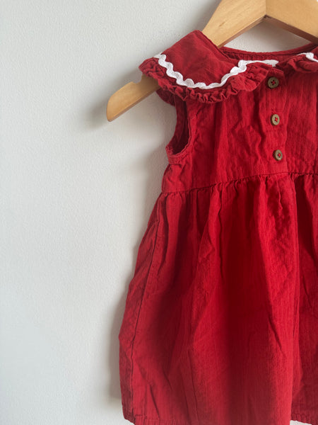 Next Red Collared Tank Dress • 9-12 months