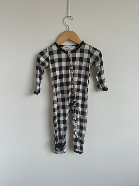 Bambi and Birdie Black and White Gingham Sleeper • 3-6 months