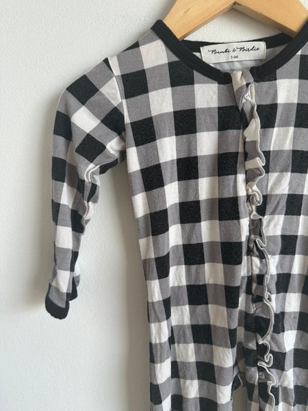 Bambi and Birdie Black and White Gingham Sleeper • 3-6 months