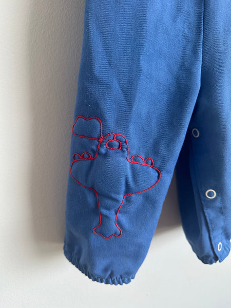 Vintage Sears Blue Airplane Overalls • 6-12 months