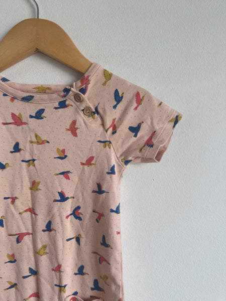 Red Caribou Bird Short Romper • 12-18 months