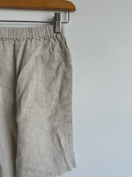 Petits Vilains Grey Wide Legged Linen Cut Offs • 4-5 years
