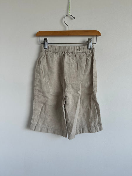 Petits Vilains Grey Wide Legged Linen Cut Offs • 4-5 years