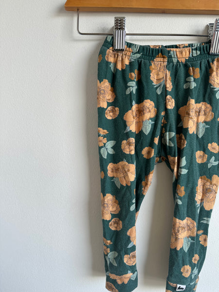 Little and Lively Green Floral Leggings • 9-12 months