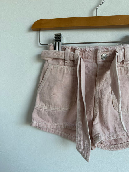 Zara Pink Denim Short With Tie • 12-18 months
