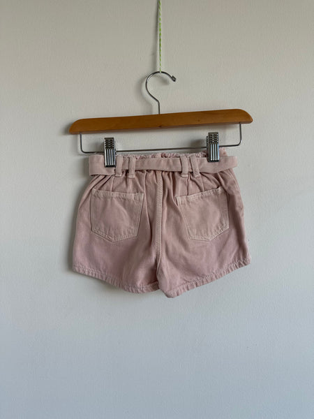 Zara Pink Denim Short With Tie • 12-18 months