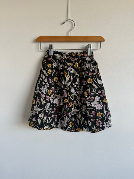 Petits Vilains Black Floral Skirt • 2-3 years