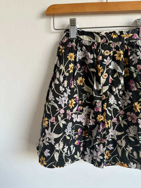 Petits Vilains Black Floral Skirt • 2-3 years