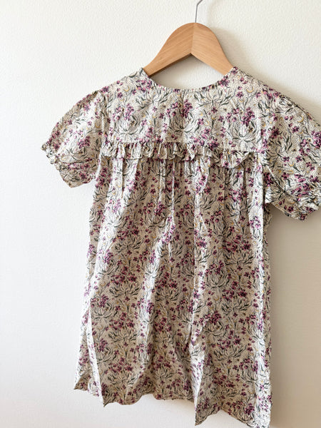 Petit Vilains Pink and Green Floral Short Sleeve Dress • 6-7 years