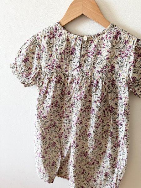 Petit Vilains Pink and Green Floral Short Sleeve Dress • 6-7 years